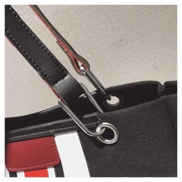 Black Canvas Tote Bag Handbag Over Shoulder Straps - Picture 3 of 9